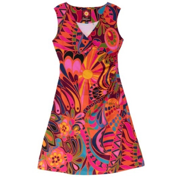 Lesley Evers Gina Dress - Shakalaka Orange Vibrant Abstract Print Mini Dress - Picture 2 of 10